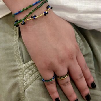 Midnight Sky Bead Bracelet and Ring Stack