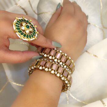 Manmohini Polki Bracelet - Pink