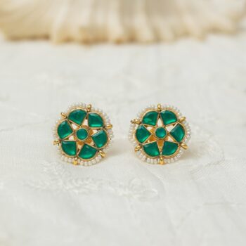 Manohari Kundan Studs - Green