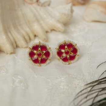 Manohari Kundan Studs - Pink