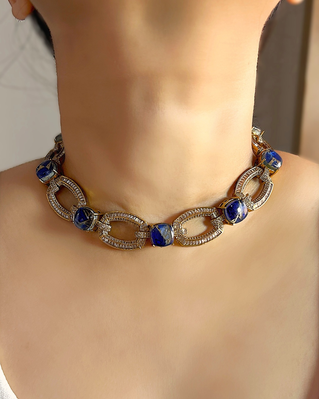 Martina Link Choker Necklace Set - Blue