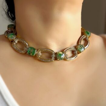Martina Link Choker Necklace Set - Green