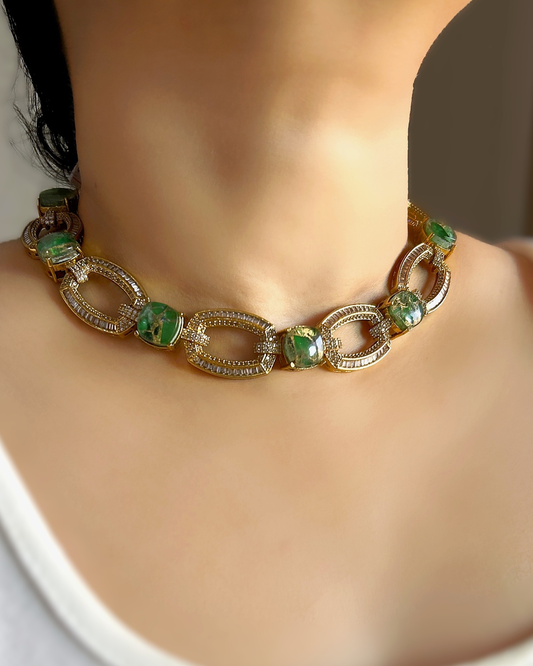 Martina Link Choker Necklace Set - Green