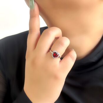 Michaela Heart Ring - Red