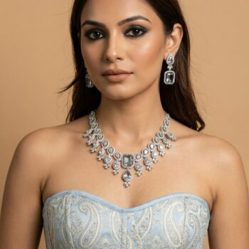 Minisha Diamond Necklace Set - White