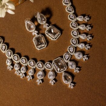 Minisha Diamond Necklace Set - White