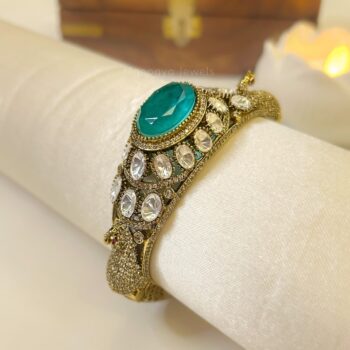 Mohini Peacock Cuff Bracelet - Mint Green