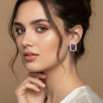 Nafisa Marble Studs - Magenta