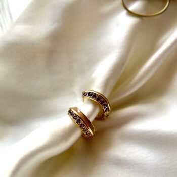 Natalie Diamond Hoops - Purple