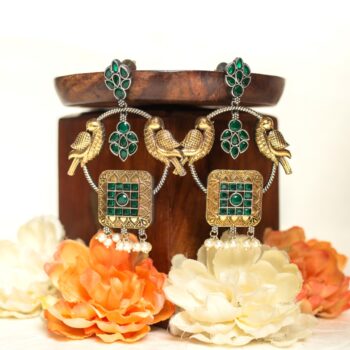 Nita Peacock Chandbali - Green