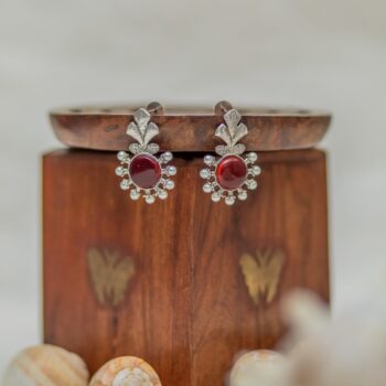 Palak Stud Earrings - Red