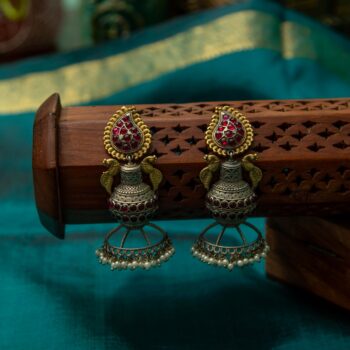 Panghat Matka-Shaped Jhumka - Maroon