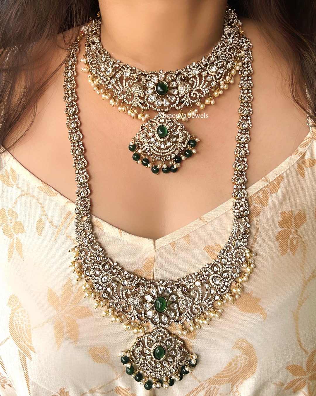 Pavitra Bridal Necklace Combo Set - Green