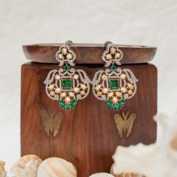 Pehel Polki Diamond Earrings - Green
