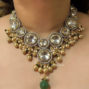 Prisha Aventurine Polki Necklace Set