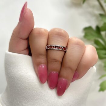 Rachel Anti-Tarnish Band Ring - Garnet