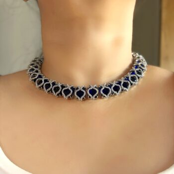 Roshan AD Stone Overlay Necklace Set - Blue