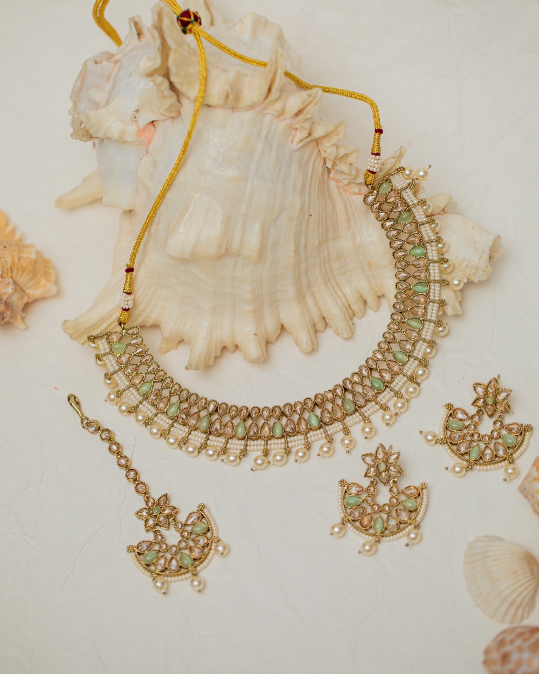 Roshni Necklace Set - Seagreen