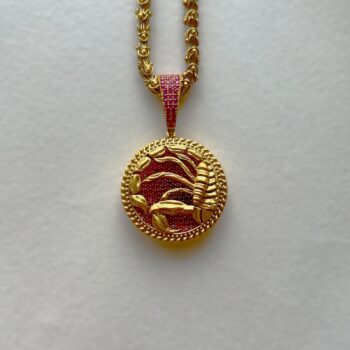 Scorpio Zodiac Pendant Chain - Ruby Red