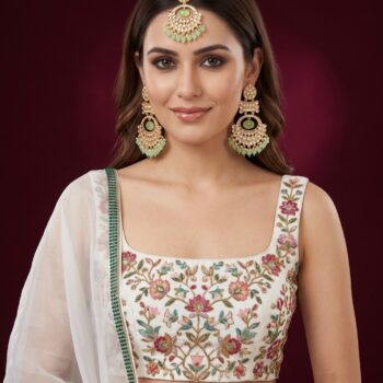 Shaima Mint Green Earrings & Maang Tika Combo