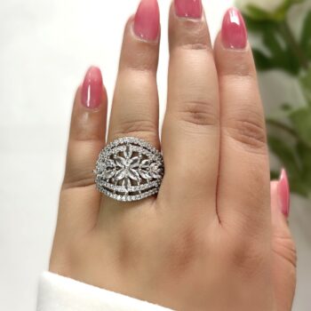 Shyla Broad CZ Flower Ring