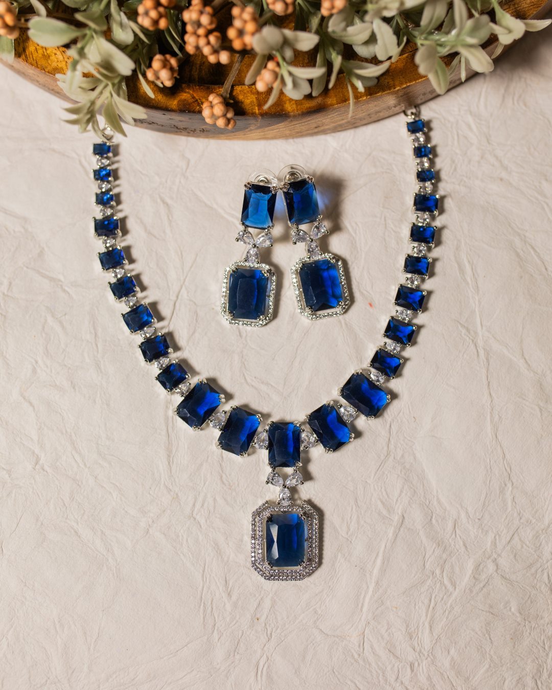 Susan Diamond Necklace Set - Blue