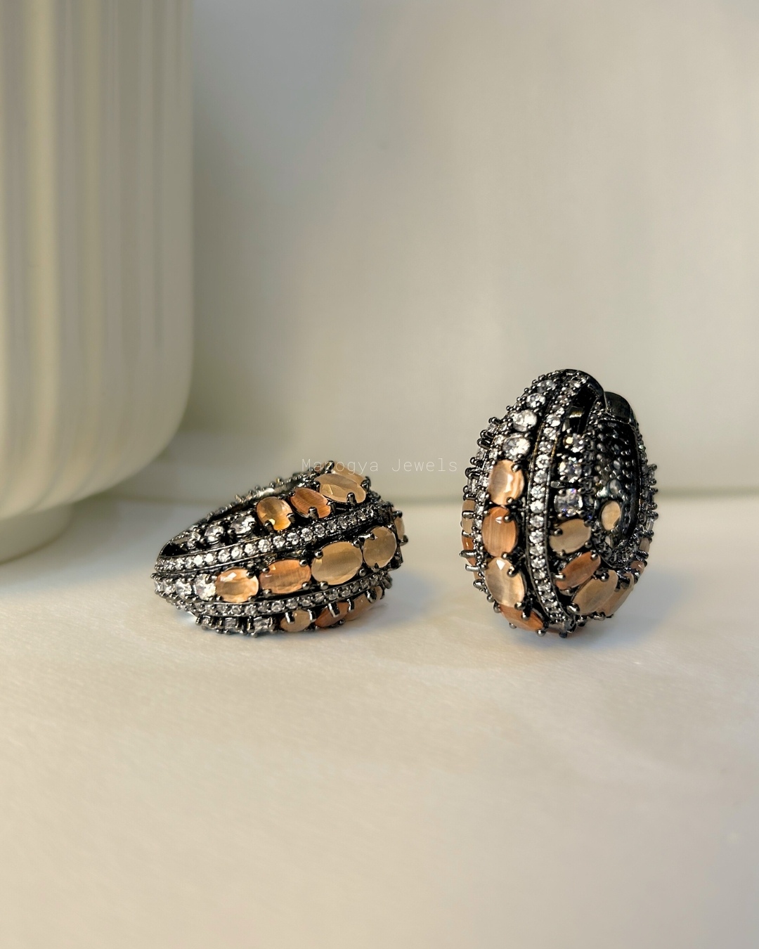 Tinsel CZ Hoop Earrings - Peach