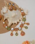 Adhisha Kundan Necklace Set – Maroon/Green