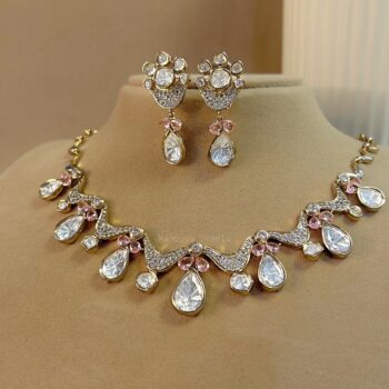 Alnitak Polki Necklace Set - Pink