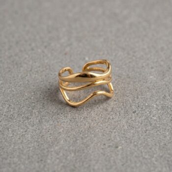 Amber Gold-Plated Wave Ring