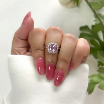 Bella Cushion Cut AD Ring - Pink
