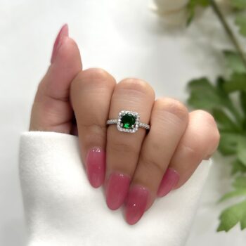 Claire Halo Ring - Emerald Green