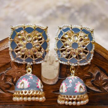 Advaya Meenakari Jhumki - Gray