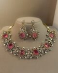 Diljit Luxurious Polki Necklace Set - Pink