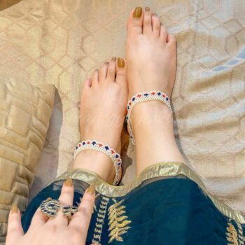 Divi Bead Anklets - Blue/Orange