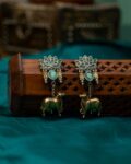 Gomati Cow Earrings - Mint Blue