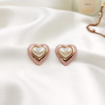 Hannah Heart Studs - Pink