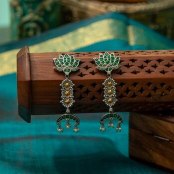 Rashmika Lotus Earrings - Green