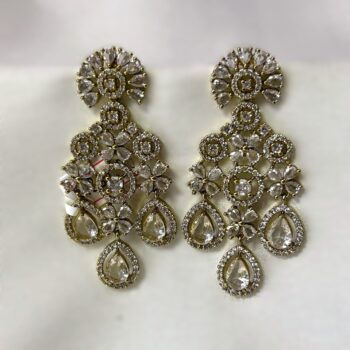 Jhelum AD Statement Earrings - Gold