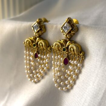 Jhumar Antique Gold Temple Earrings
