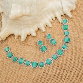 Kylie Diamond Necklace Set - Mint Blue