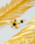 Lara Gold Flower Bracelet - Black