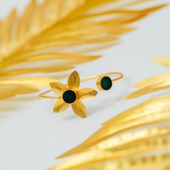 Lara Gold Flower Bracelet - Black