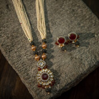 Latika Long Necklace Set – Maroon
