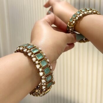 Manmohini Polki Bracelet - Sea Green
