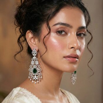 Manyata Heritage Chandelier Earrings - Emerald Green