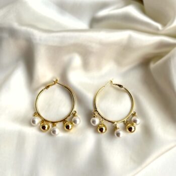 Mariah Gold Pearl Hoops