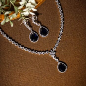 Mishka Diamond Drop Necklace Set - Blue