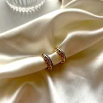 Natalie Diamond Hoops - Pink
