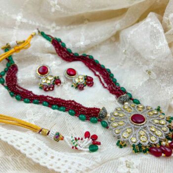 Nima Pachi Kundan Necklace Set – Maroon